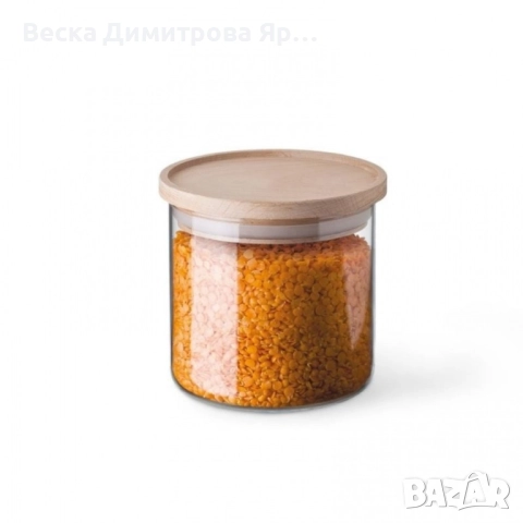 Стъклен буркан с бамбуков капак Ø10 x 10 см, 700 мл, снимка 10 - Други - 51568992