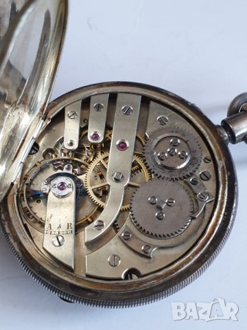 Сребърен джобен часовник, снимка 10 - Антикварни и старинни предмети - 39741578