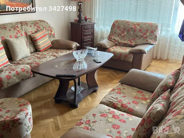 Холова гарнитура – 2 дивана, фотьойл и табуретка, снимка 2 - Дивани и мека мебел - 55800760