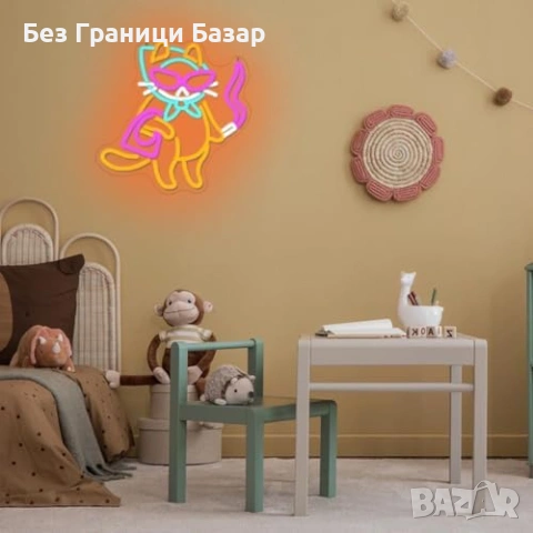 Нова Неонова табела котка LED USB светлина за декорация стена стая дом, снимка 7 - Декорация за дома - 53154669