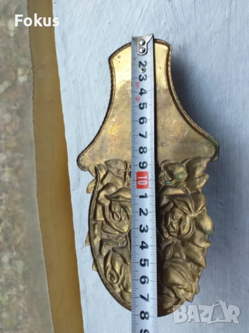 СТАР АНГЛИЙСКИ МЕСИНГОВ СВЕЩНИК ЗА СТЕНА С МАРКИРОВКИ, снимка 7 - Антикварни и старинни предмети - 53511828