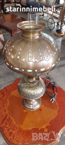 Бронзова настолна лампа тип газена, снимка 3 - Настолни лампи - 40564427