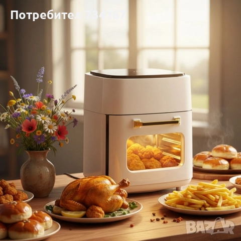 Електрически въздушен фритюрник (Air Fryer) 15L с тъч дисплей, снимка 2 - Фритюрници - 51878107
