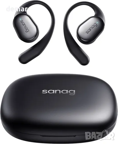 Слушалки с отворено ухо SANAG C16S Open Fit, безжични Bluetooth с микрофон, с куки за уши, бежово, снимка 2 - Безжични слушалки - 48010947