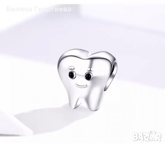 Талисман сребърен за гривна Пандора зъбче THE TOOTH модел 020, снимка 6 - Гривни - 34630505