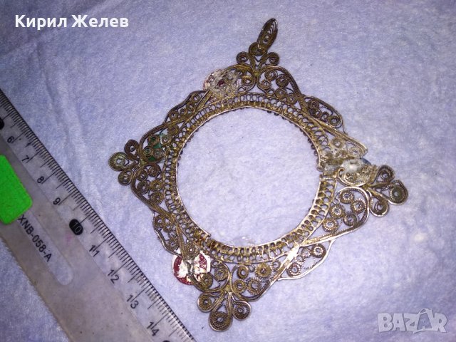 СТАРИННО СРЕБЪРНО УКРАШЕНИЕ ФИЛИГРАННО СРЕБРО ВИСОКА ПРОБА със ЗАЛЕПЕНИ по НЕГО СТАРИ КАМЪНИ 29137, снимка 14 - Антикварни и старинни предмети - 41638188