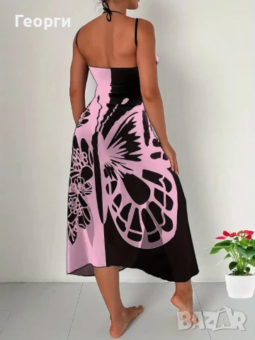 Парео с десен пеперуда в люляк/черно и бяло/черно, снимка 6 - Рокли - 50560594