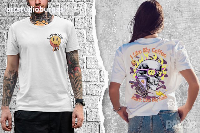 ТЕНИСКА УНИСЕКС I LIKE MY COFFEE BLACK LIKE MY SOUL, снимка 4 - Тениски - 41357866