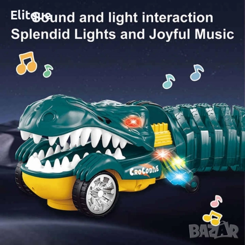Интерактивна играчка крокодил със светлини, музика и спрей ефект, снимка 6 - Коли, камиони, мотори, писти - 52700980