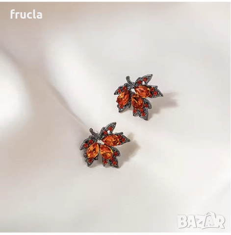 Есенни Обеци Кленови Листа, снимка 2 - Обеци - 52343375