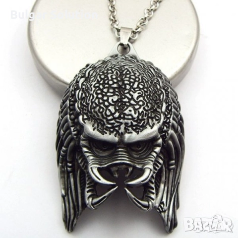 Хищника-The Predator-Колие-Медальон-Маска-Масивен-Едър, снимка 3 - Колиета, медальони, синджири - 52666136