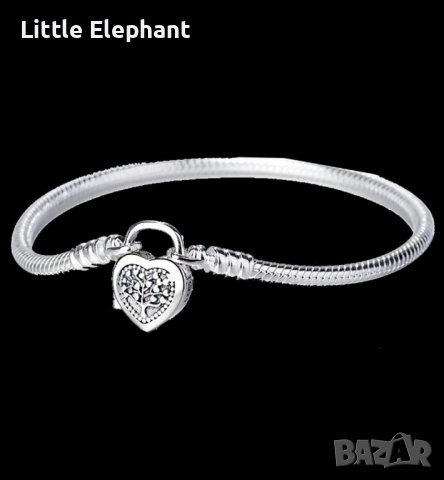 Сребърна гривна Пандора,змийска плетка,"Дървото на живота",17 см/нова