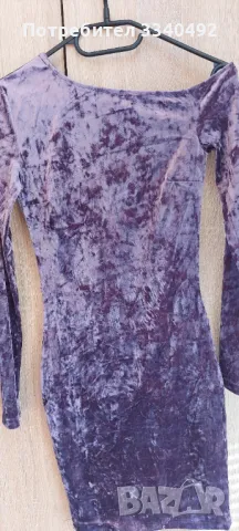 Лилава плюшена рокля (кадифе), снимка 2 - Рокли - 47471530