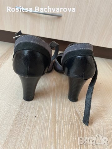 Черно-сиви обувки на среден ток, 36 номер, снимка 5 - Дамски обувки на ток - 35990879