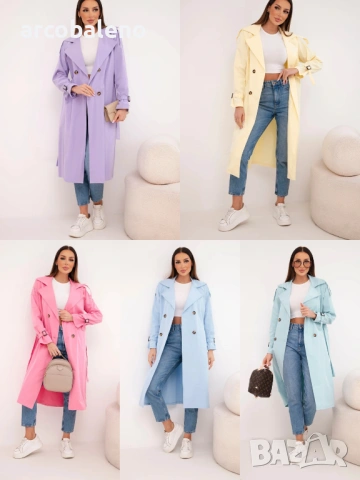 Дамско палто с връзване на талията и яка, 5цвята 