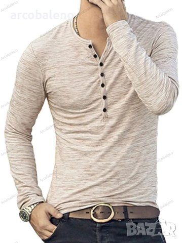 Нова модна мъжка тениска с дълги ръкави, 5цвята - 023, снимка 5 - Тениски - 40850808