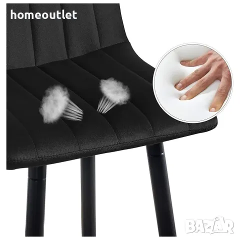 Бар стол с кадифена дамаска, к-т от 2бр - C-UDC051BL, снимка 5 - Столове - 49098754