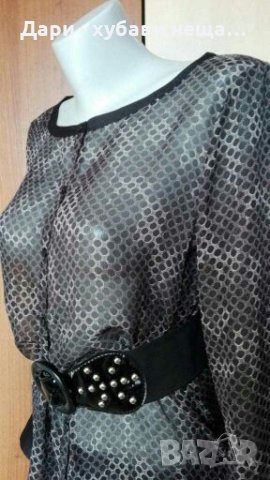 Ефирна блуза/туника, в черно и светло бежово🍀👗S,M🍀👗арт.3028, снимка 2 - Туники - 33785044
