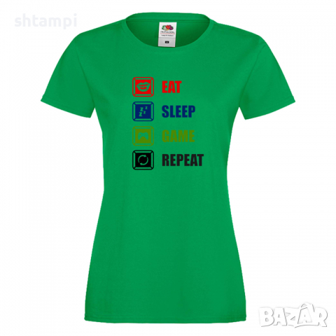 Дамска тениска Eat Sleep Game Repeat,Тениска с игра,Игри, снимка 4 - Тениски - 36190727