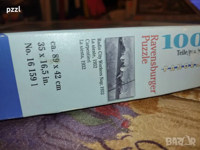 Пъзел "Radio city workers nap, 1932" Panorama 2000г. Ravensburger 1000 части , снимка 3 - Пъзели - 49638332