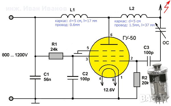 Радиолампа ГУ-50 (генераторен пентод ), снимка 2 - Друга електроника - 41540799