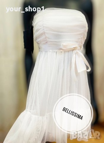 Дамска рокля с тюл в бяло, снимка 2 - Рокли - 40172501