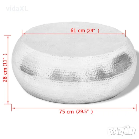 vidaXL Кована алуминиева маса за кафе, сребриста, снимка 4 - Маси - 56146286