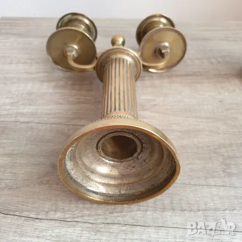 Комплект от два бронзови свещника, снимка 3 - Други ценни предмети - 49239113