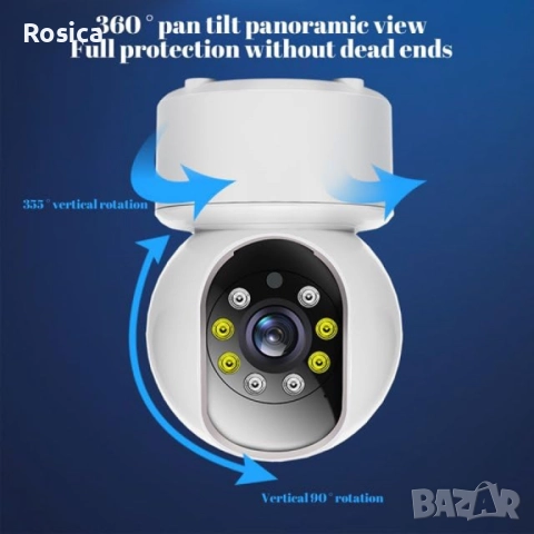 Камера 360° WiFi охранителна, с 2MP, 2-посочно аудио и нощен цвят – Идеалният бебефон за вашия дом, снимка 5 - Други стоки за дома - 52103459