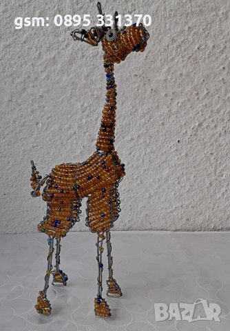 Жирафи от метал, дърво от мъниста жираф и носорог фигура, животно Африка, синци, снимка 3 - Статуетки - 39748472