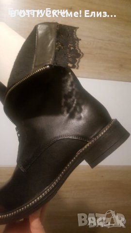 Кубинки боти ботуши с дантела естествена кожа нови Италия , снимка 5 - Дамски ботуши - 40877756