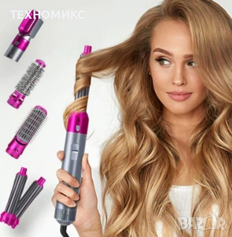 5 в 1 Мултифункционален сешоар, преса и маша за коса Hot Air Styler, снимка 7 - Сешоари - 51840545