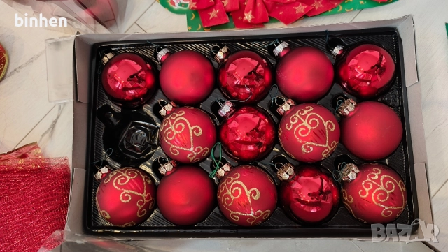 Коледна червена декорация за елха, снимка 2 - Декорация за дома - 52511784