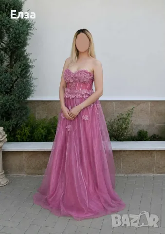 УНИКАЛНА РОЗОВА ОФИЦИАЛНА РОКЛЯ | S–M, снимка 2 - Рокли - 56010377