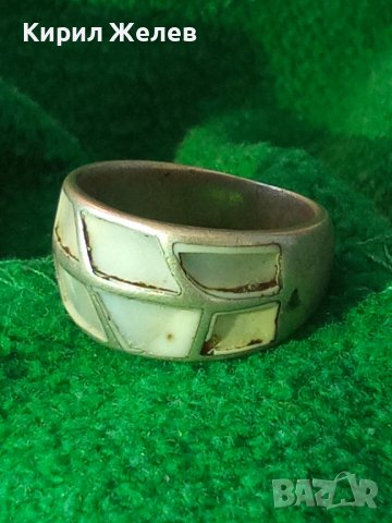 СТАР СРЕБЪРЕН СЕДЕФЕН АРТ ПРЪСТЕН АНГЛИЯ СРЕБРО 925 МАЙСТОРСКА РЪЧНА ИЗРАБОТКА УНИКАТ 25920, снимка 7 - Пръстени - 37395451