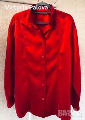Червена ( малинова) риза JAQUES BRITT тежка коприна, снимка 2 - Ризи - 42655631