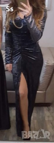 дълга официална рокля с цепка от пред 