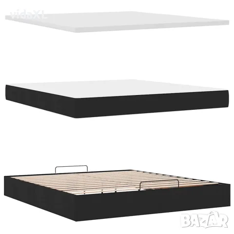 vidaXL Османска легло с матрак и LED, черно, 180x200 см, плат, снимка 9 - Спални и легла - 56147012