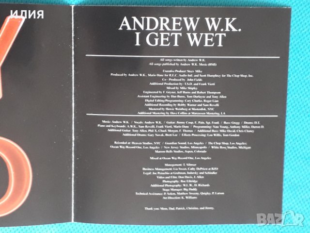 Andrew W.K. – 2001 - I Get Wet(Hard Rock,Heavy Metal), снимка 4 - CD дискове - 44281175