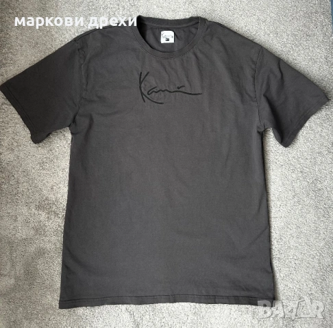 KARL KANI T-Shirt mit Label-Print Modell 'Signature' in anthrazit XL, снимка 2 - Тениски - 53086691