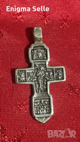 Голям православен сребърен кръст , снимка 2 - Колиета, медальони, синджири - 50306223