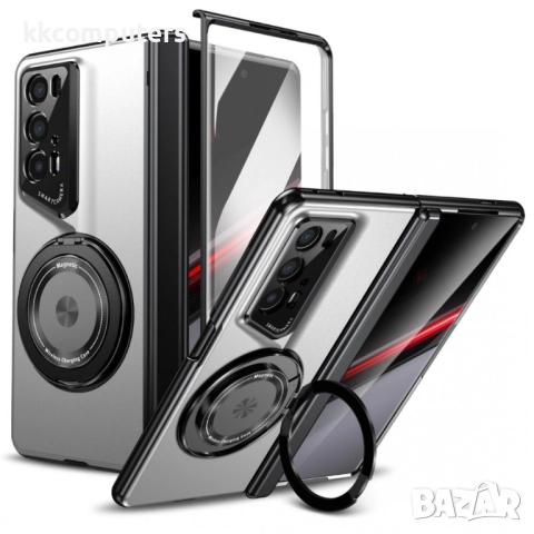 Honor Magic V2 RSR Porsche Design Gold Medal калъф с въртящ се пръстен – черен / червен / златист / , снимка 3 - Калъфи, кейсове - 52066000