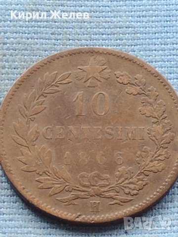 Монета 10 центисими 1866г. Италия Виктор Емануил втори 38554, снимка 4 - Нумизматика и бонистика - 42739393
