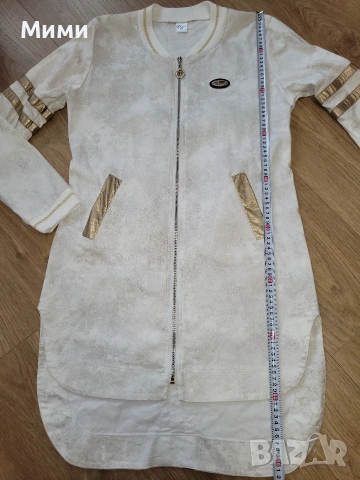 Бяло манто Lucy със златисти акценти, снимка 5 - Палта, манта - 53585655