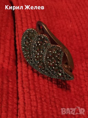 СТАРА МАРКАЗИТЕНА СРЕБЪРНА СКЪПОЦЕННА ОБЕЦА СРЕБРО 925 АНГЛИЯ ЮВЕЛИРНА ВИНТИДЖ АРТ ДЕКО БИЖУ 25963, снимка 18 - Обеци - 35820791