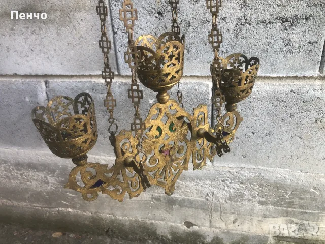старо възрожденско, тройно кандило, снимка 11 - Антикварни и старинни предмети - 54955287