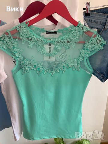 Дамска блуза с дантела , снимка 7 - Тениски - 41227406