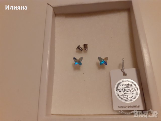 Swarovski пеперудки обеци, снимка 3 - Обеци - 35696113