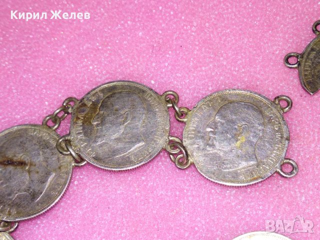 СТАРИННА СРЕБЪРНА ГРИВНА със СРЕБЪРНИ МОНЕТИ на ЦАР ФЕРДИНАНД I  Царство БЪЛГАРИЯ РЪЧНА РАБОТА 43081, снимка 9 - Антикварни и старинни предмети - 44393994