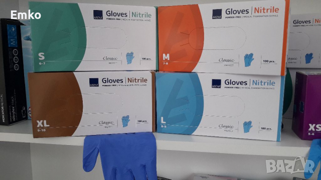 Нитрилни ръкавици сини,еднократни, без талк Размери само S,, снимка 2 - Медицински консумативи - 36301510